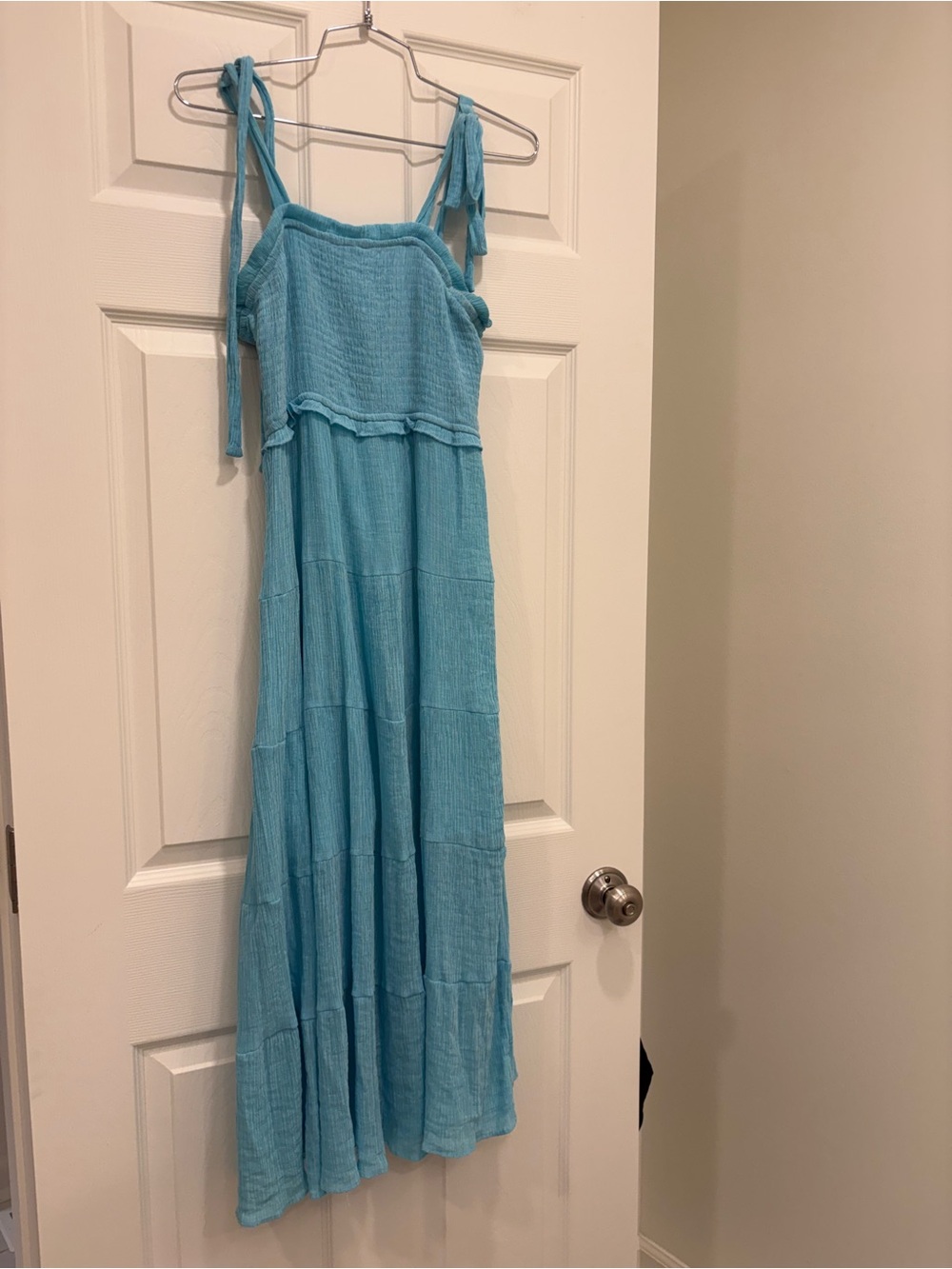 Light Blue Tie-Shoulder Maxi Dress - Casual Summer Style